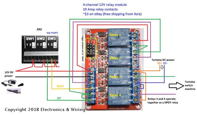 O Gauge Tortoise switch machine control using MTH AIU SW Port: J&C